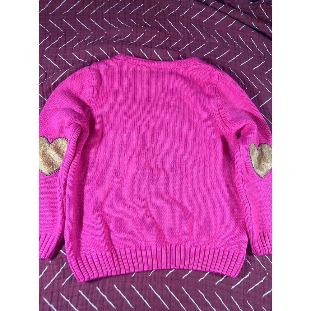LC Waikiki Girls 5-6Y 110-116cm Pink Reindeer Heart Elbow Patch Knit Sweater - Picture 7 of 7